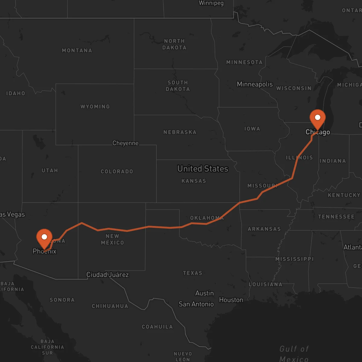 Ruta Chicago - Phoenix