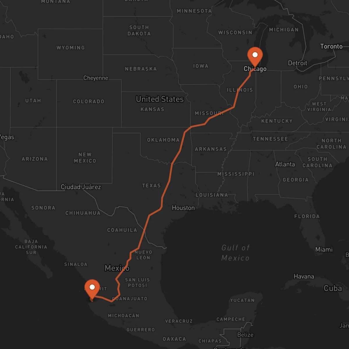 Ruta Chicago - Puerto Vallarta