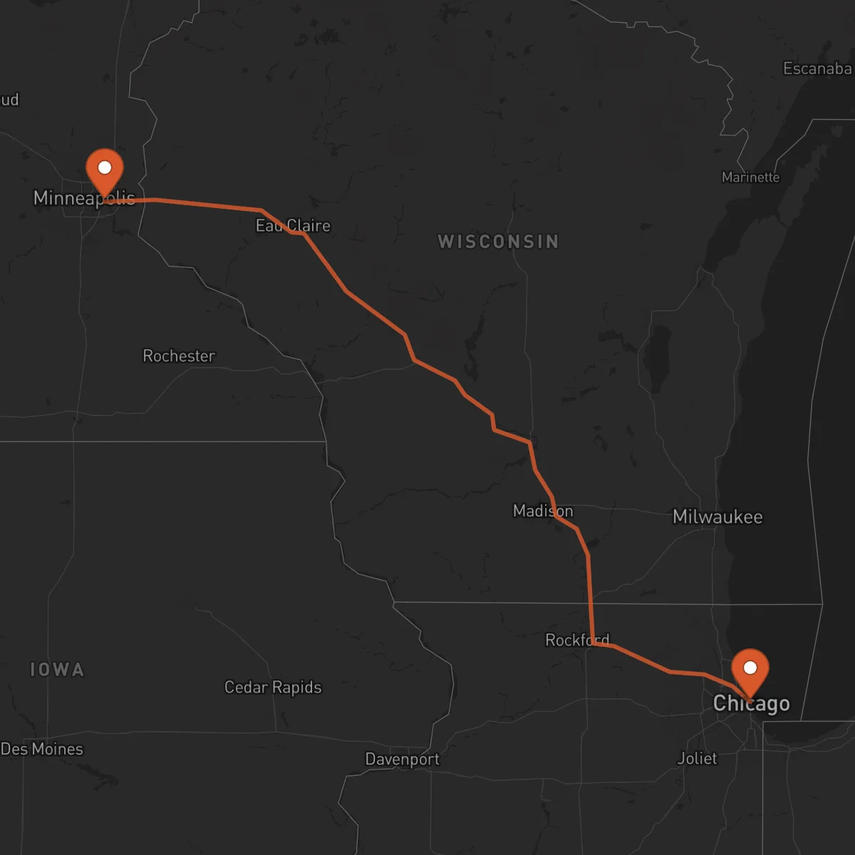 Ruta Chicago - Saint Paul