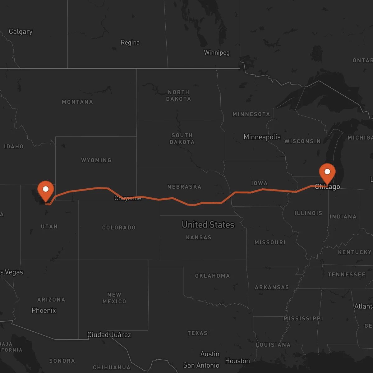 Ruta Salt Lake City - Chicago