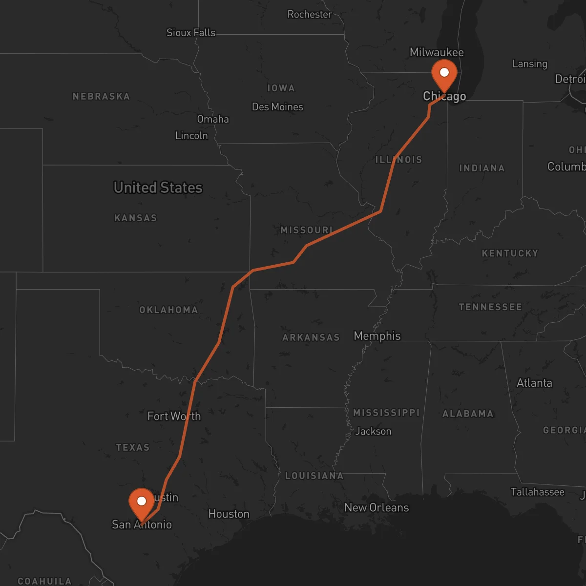 Ruta Chicago - San Antonio