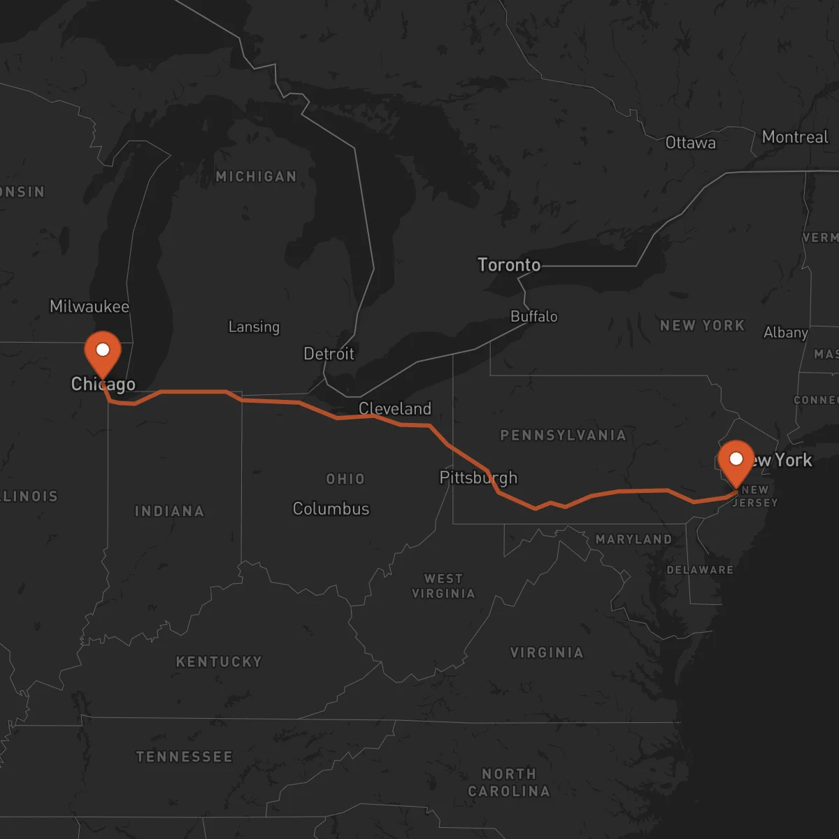 Ruta Chicago - Trenton