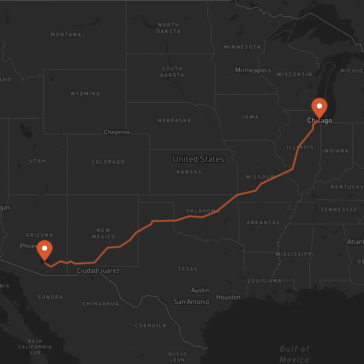 Ruta Chicago - Tucson