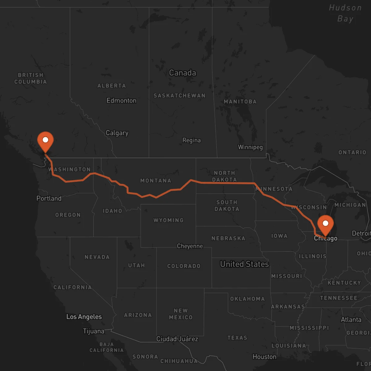 Ruta Chicago - Vancouver