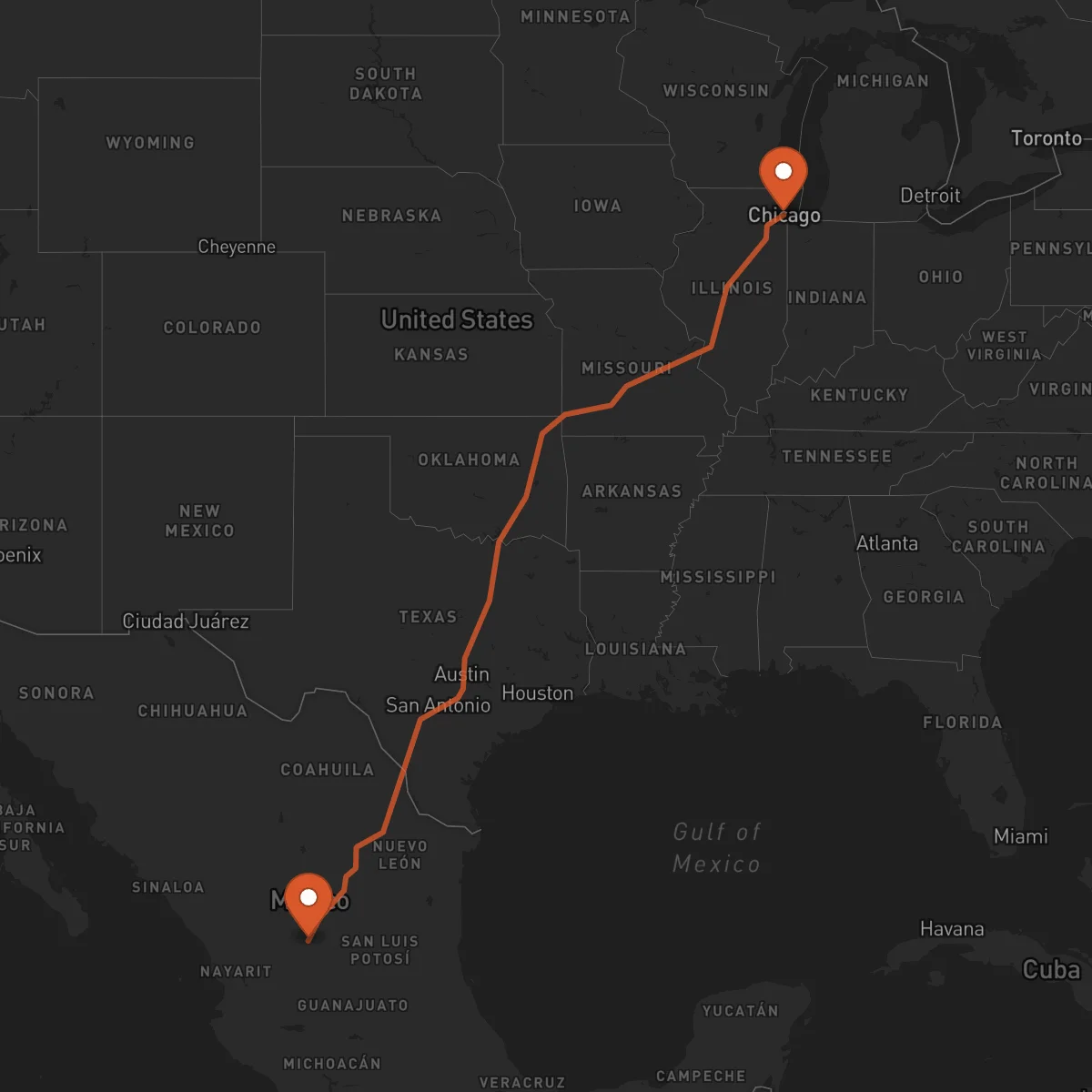 Ruta Zacatecas - Chicago