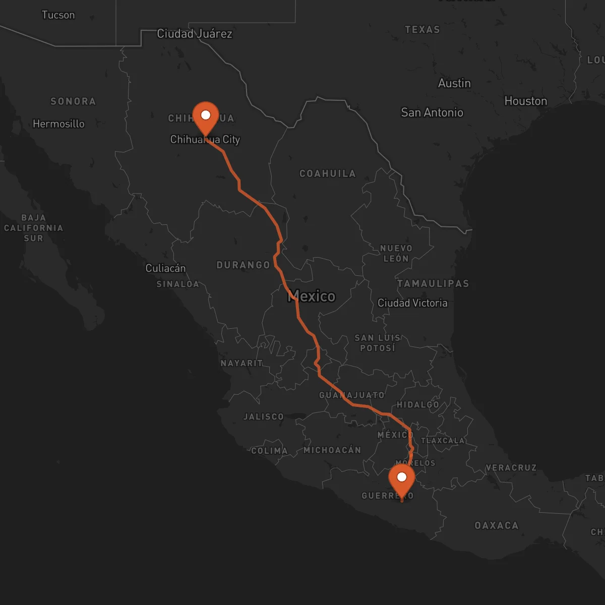 Ruta Chilpancingo de los Bravo - Chihuahua