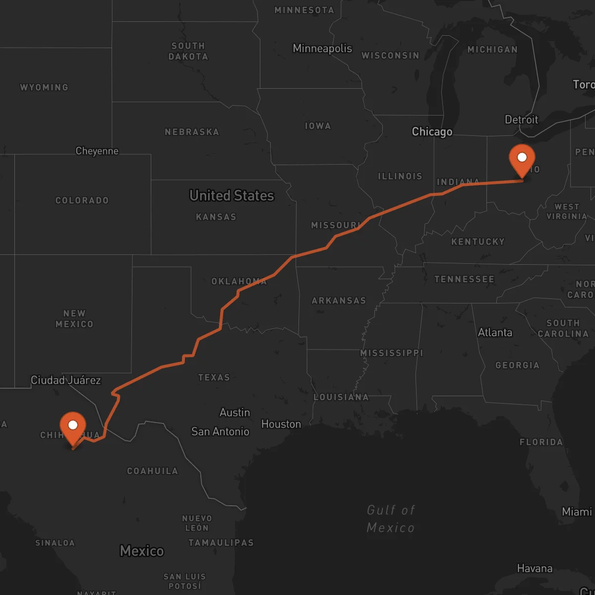 Ruta Chihuahua - Columbus