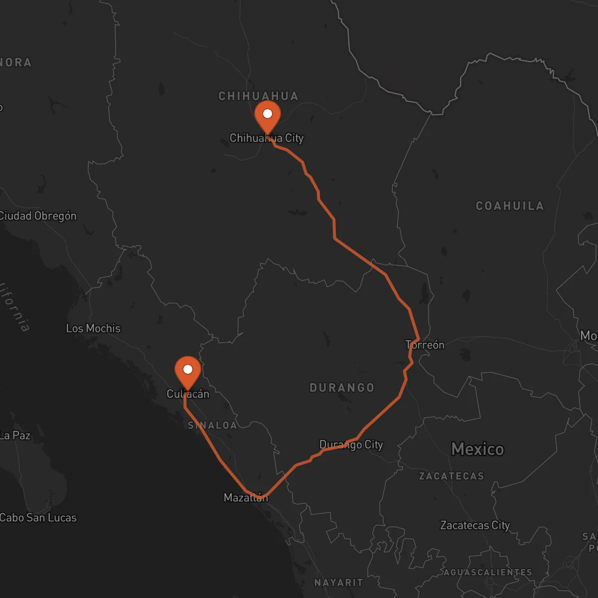 Ruta Culiacán Rosales - Chihuahua