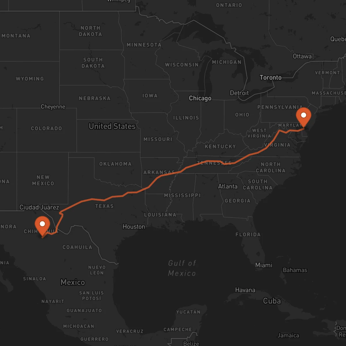 Ruta Chihuahua - Dover