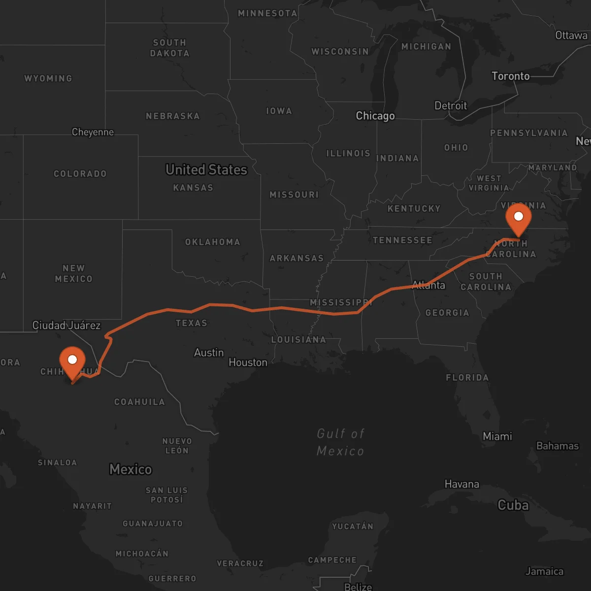 Ruta Chihuahua - Durham