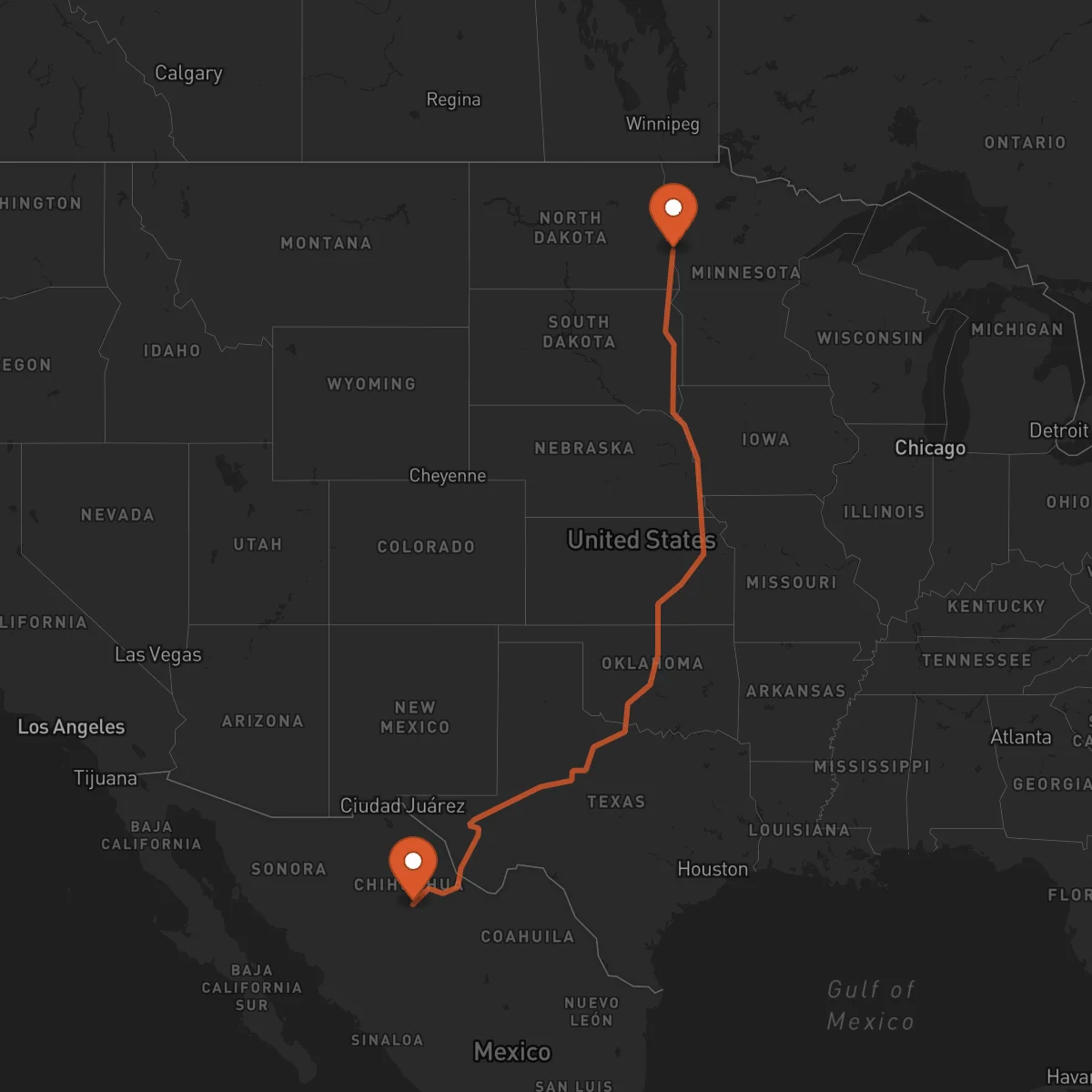 Ruta Chihuahua - Fargo