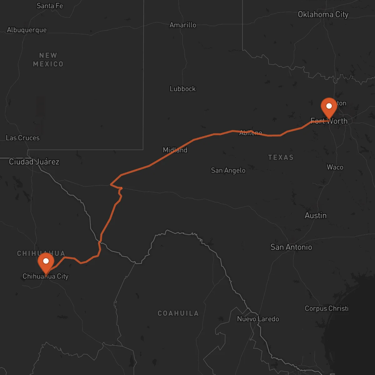Ruta Fort Worth - Chihuahua