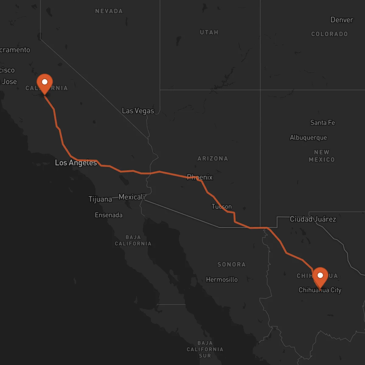 Ruta Fresno - Chihuahua