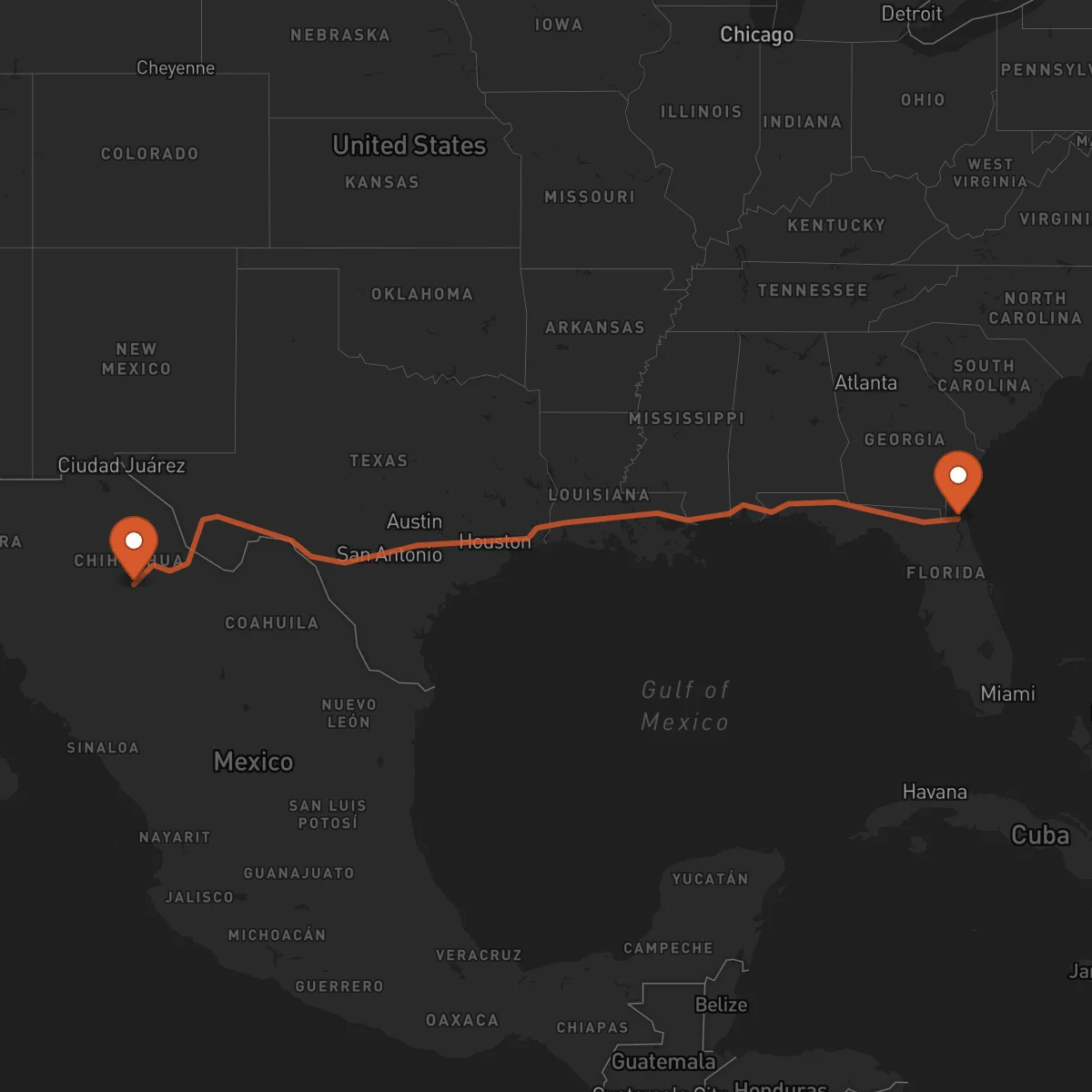 Ruta Jacksonville - Chihuahua