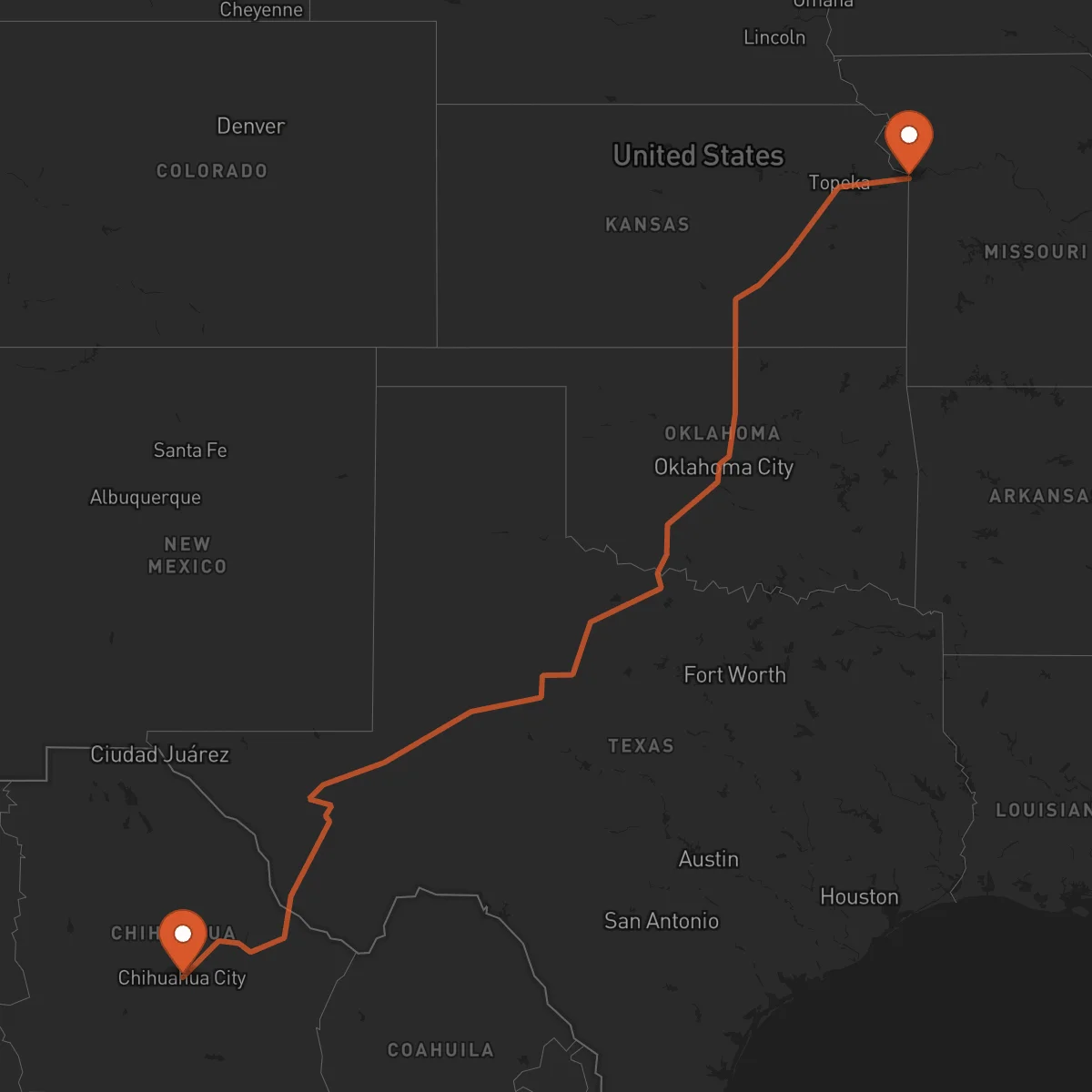 Ruta Kansas City - Chihuahua