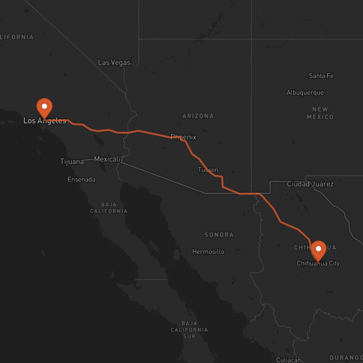 Ruta Chihuahua - Los Angeles
