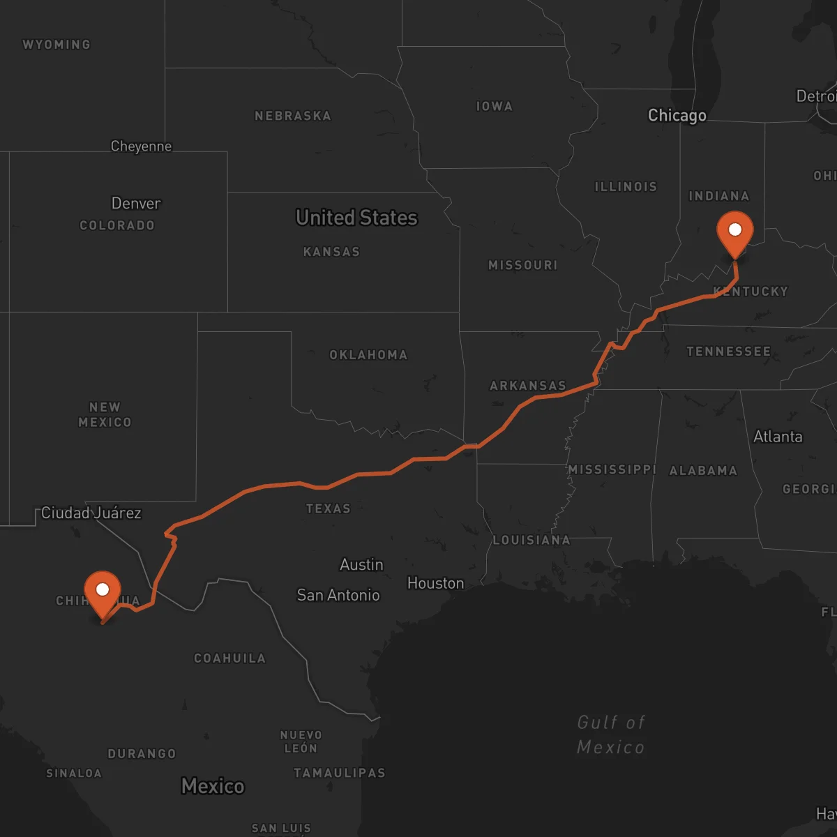 Ruta Louisville - Chihuahua