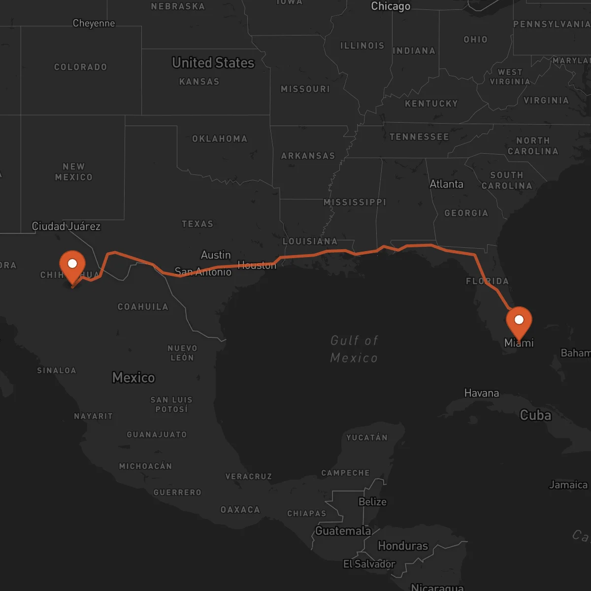 Ruta Chihuahua - Miami