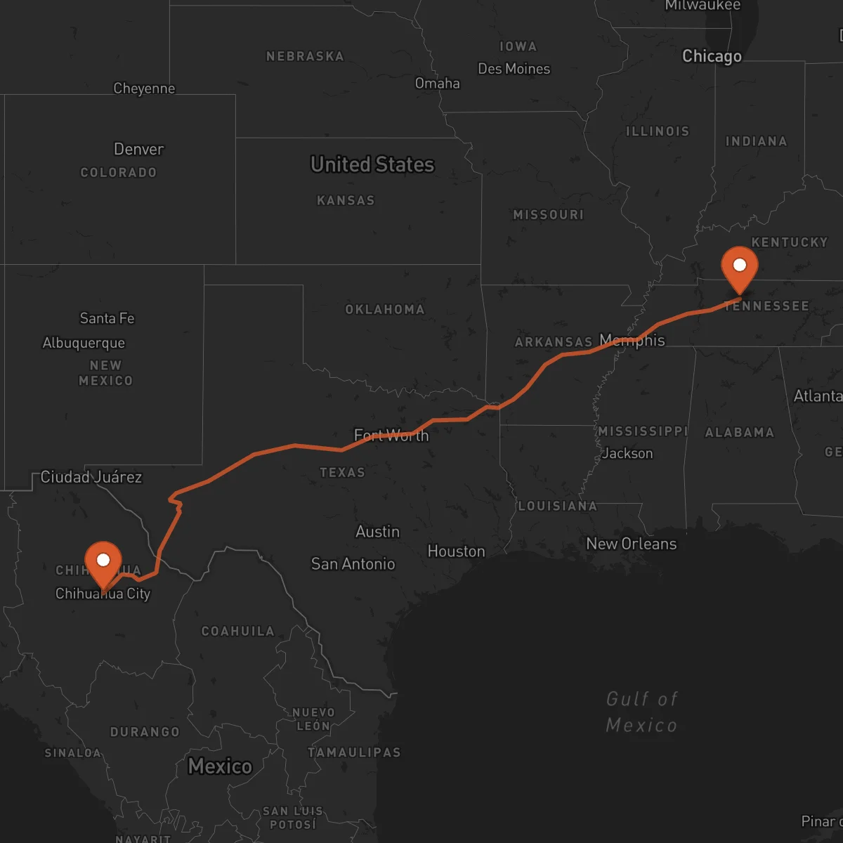 Ruta Nashville - Chihuahua