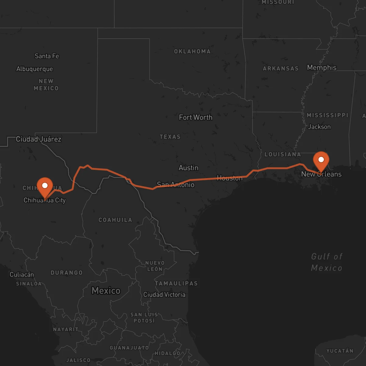 Ruta New Orleans - Chihuahua