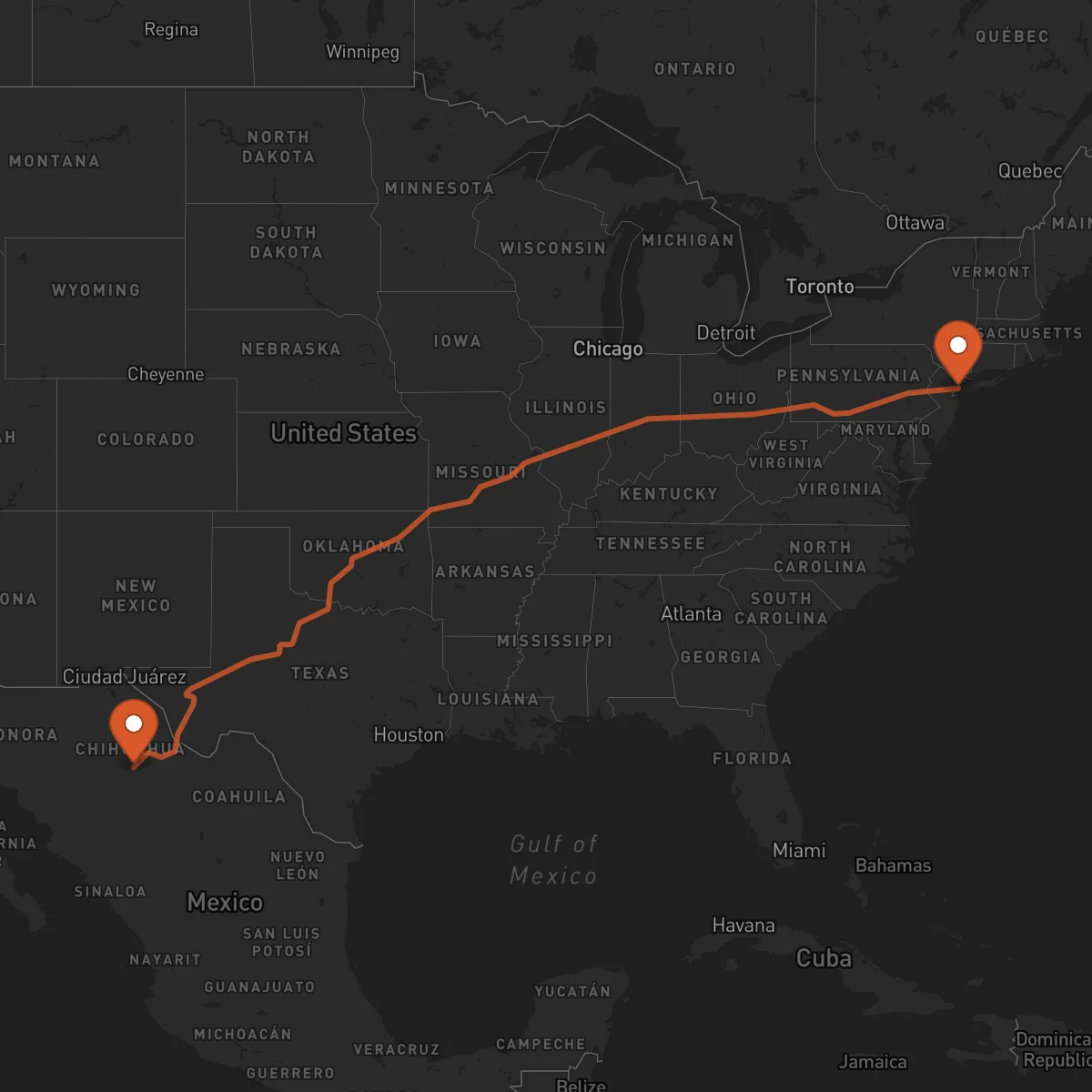 Ruta Chihuahua - Nueva York