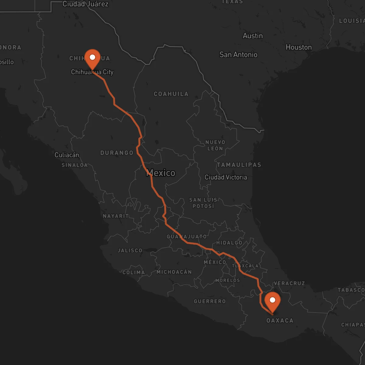 Ruta Chihuahua - Oaxaca de Juárez