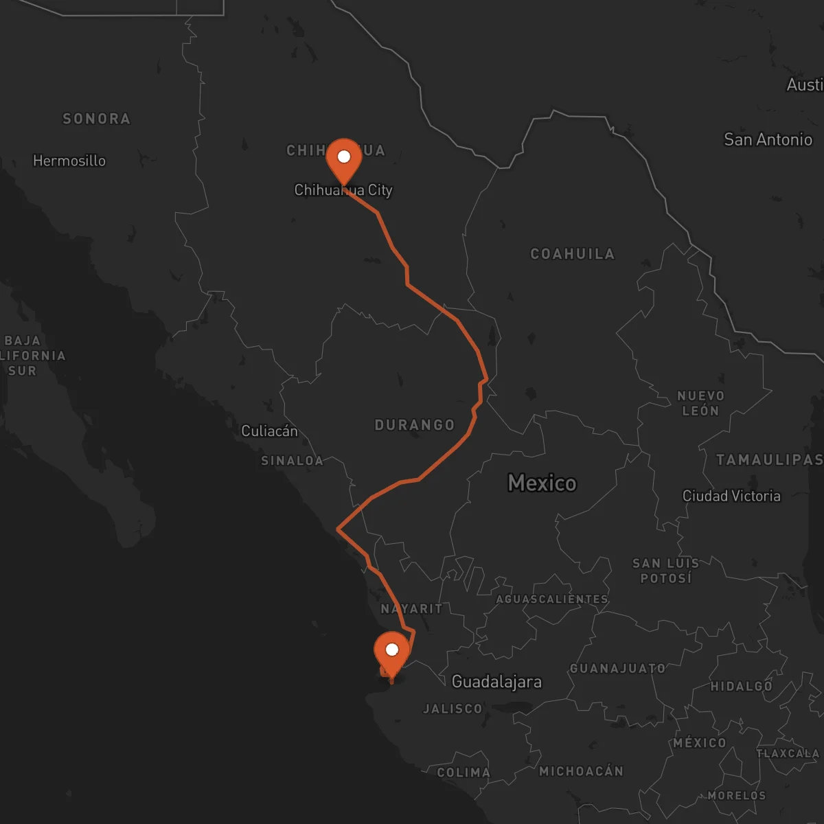 Ruta Chihuahua - Puerto Vallarta