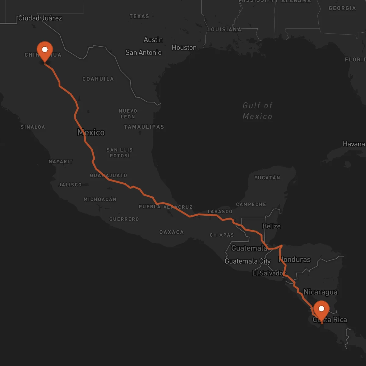 Ruta Chihuahua - Puntarenas