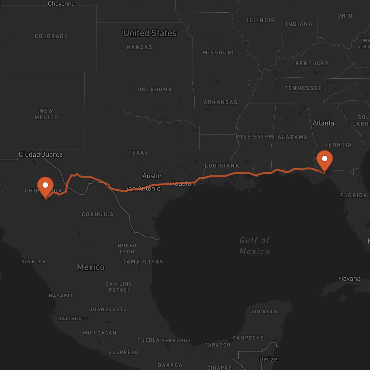 Ruta Chihuahua - Tallahassee