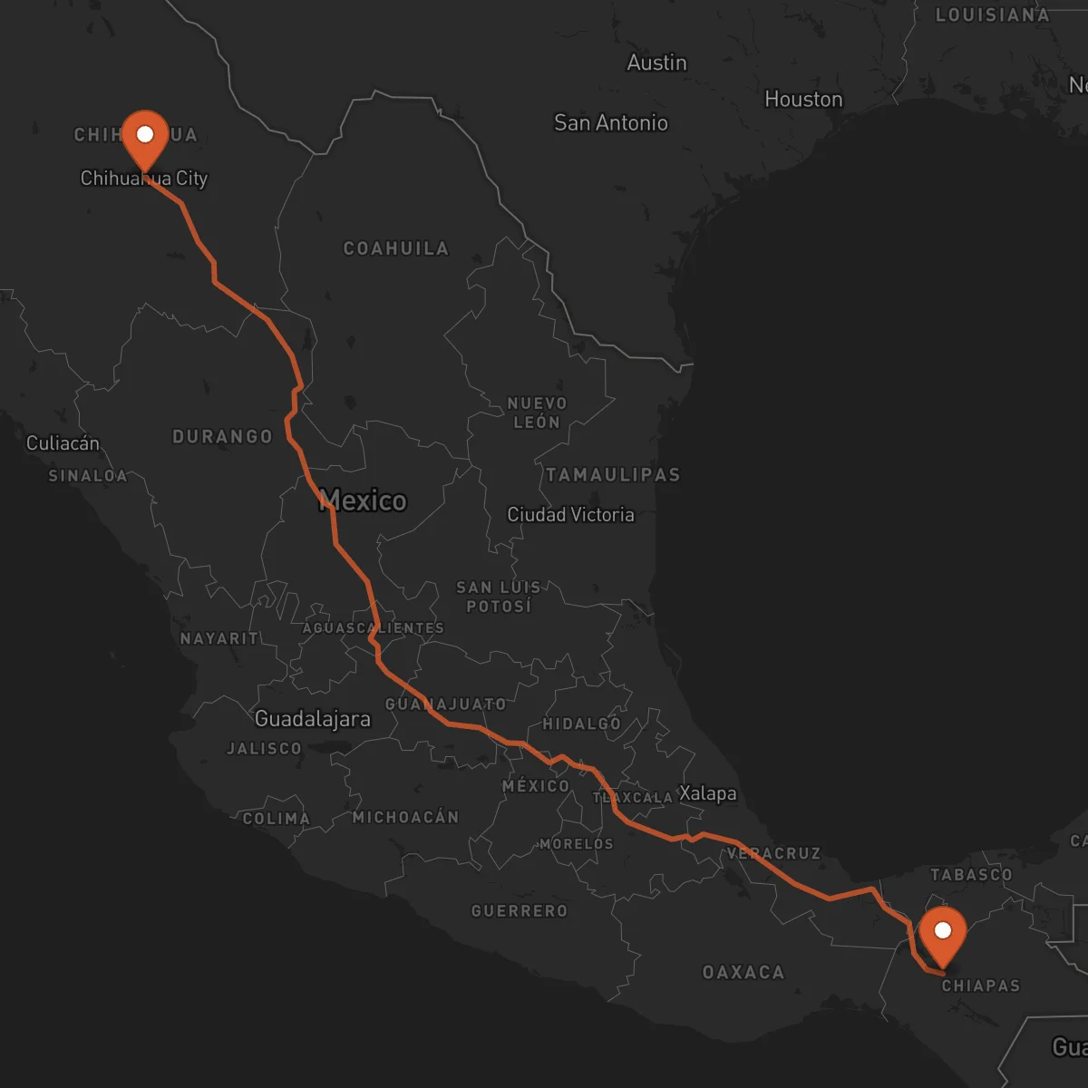 Ruta Tuxtla Gutiérrez - Chihuahua