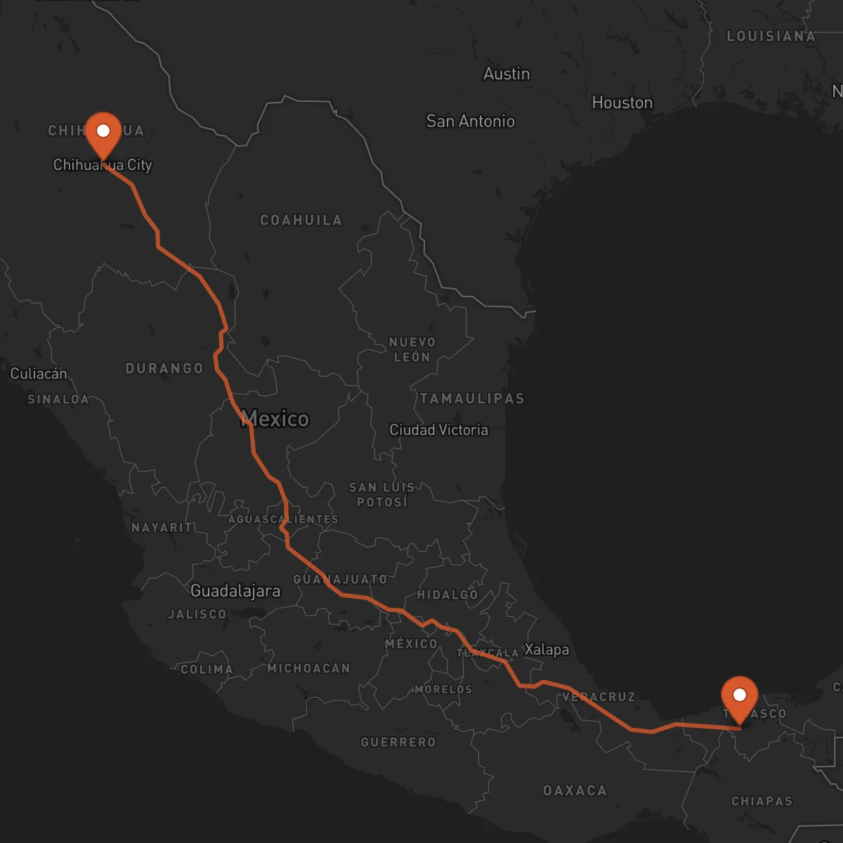 Ruta Villahermosa - Chihuahua