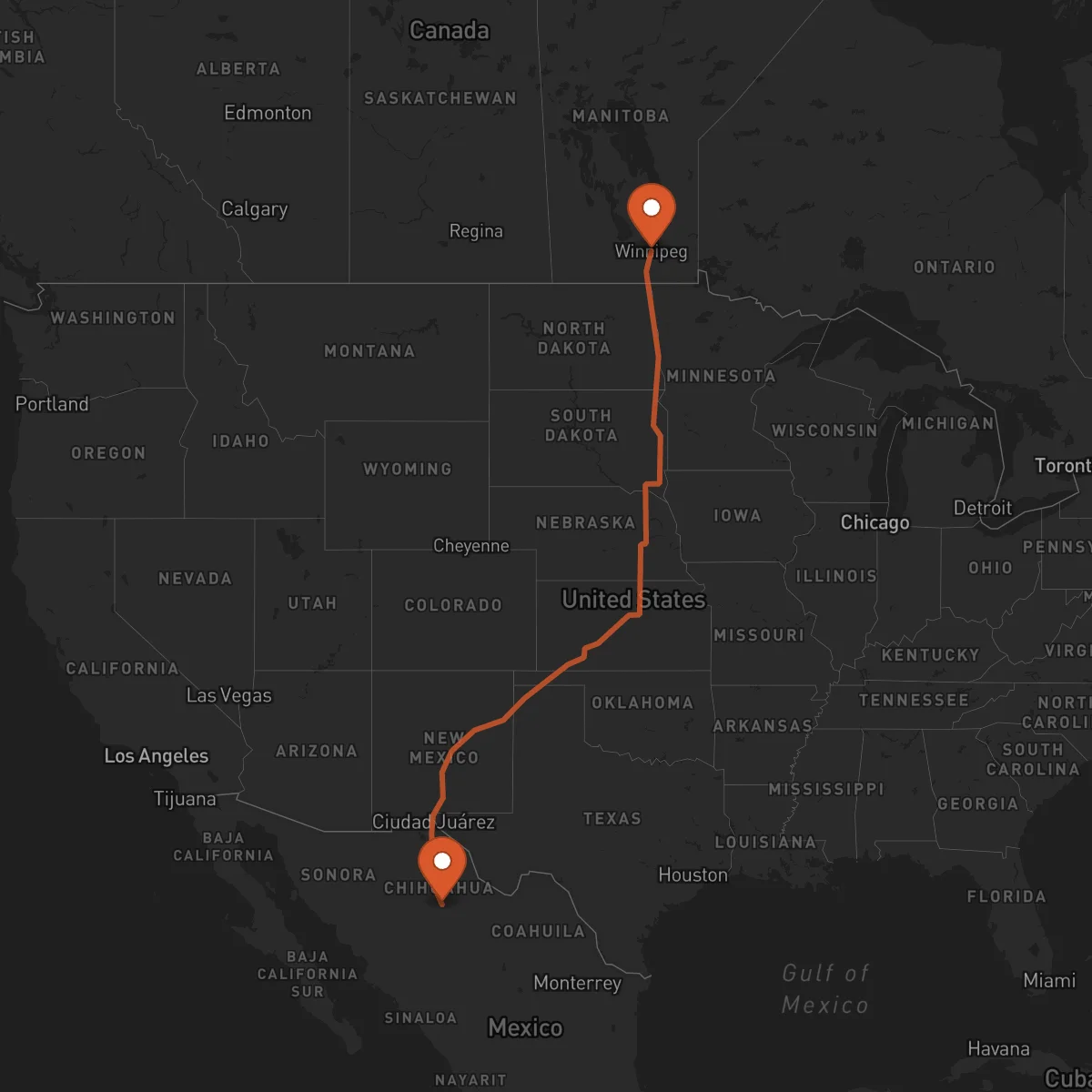 Ruta Chihuahua - Winnipeg