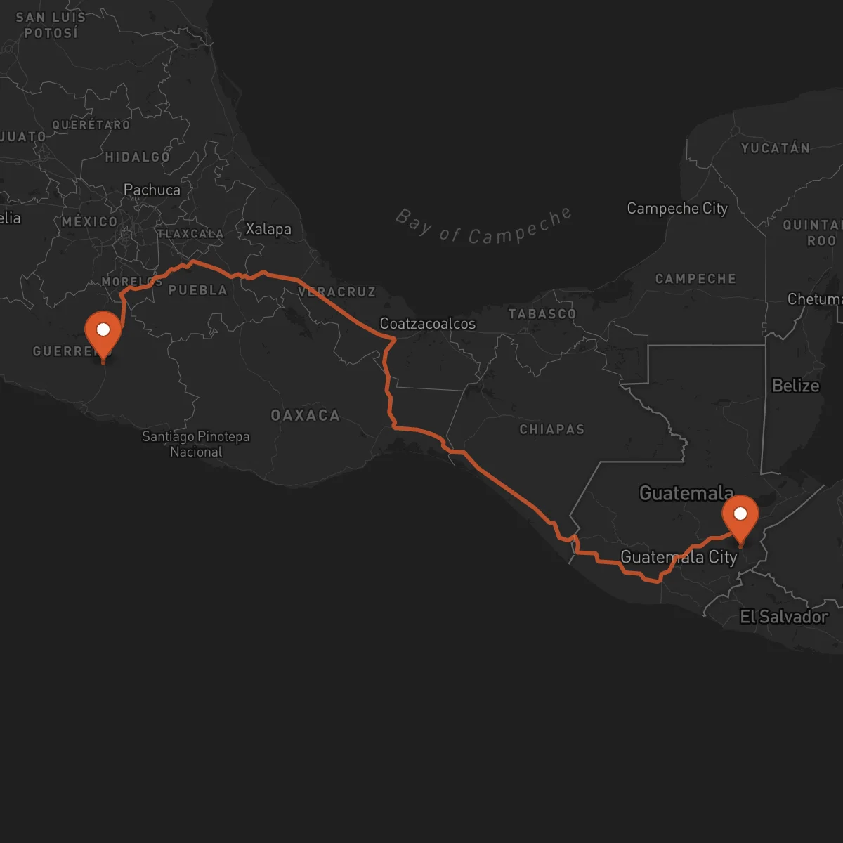 Ruta Chiquimula - Chilpancingo de los Bravo
