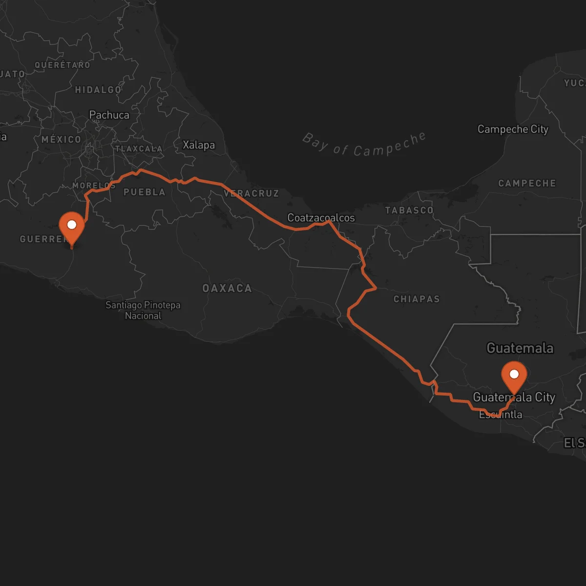 Ruta Ciudad de Guatemala - Chilpancingo de los Bravo