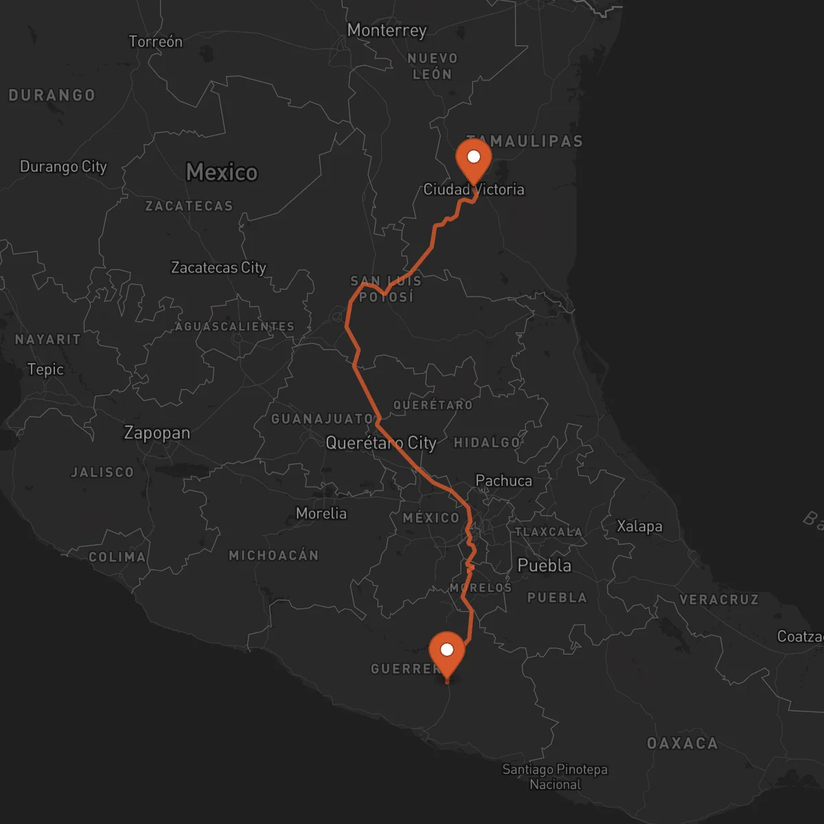 Ruta Ciudad Victoria - Chilpancingo de los Bravo