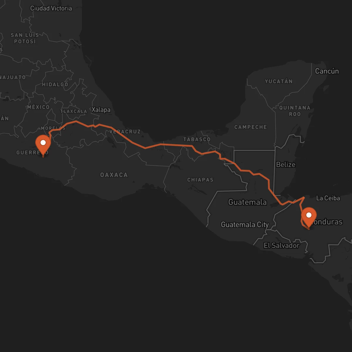 Ruta Comayagua - Chilpancingo de los Bravo