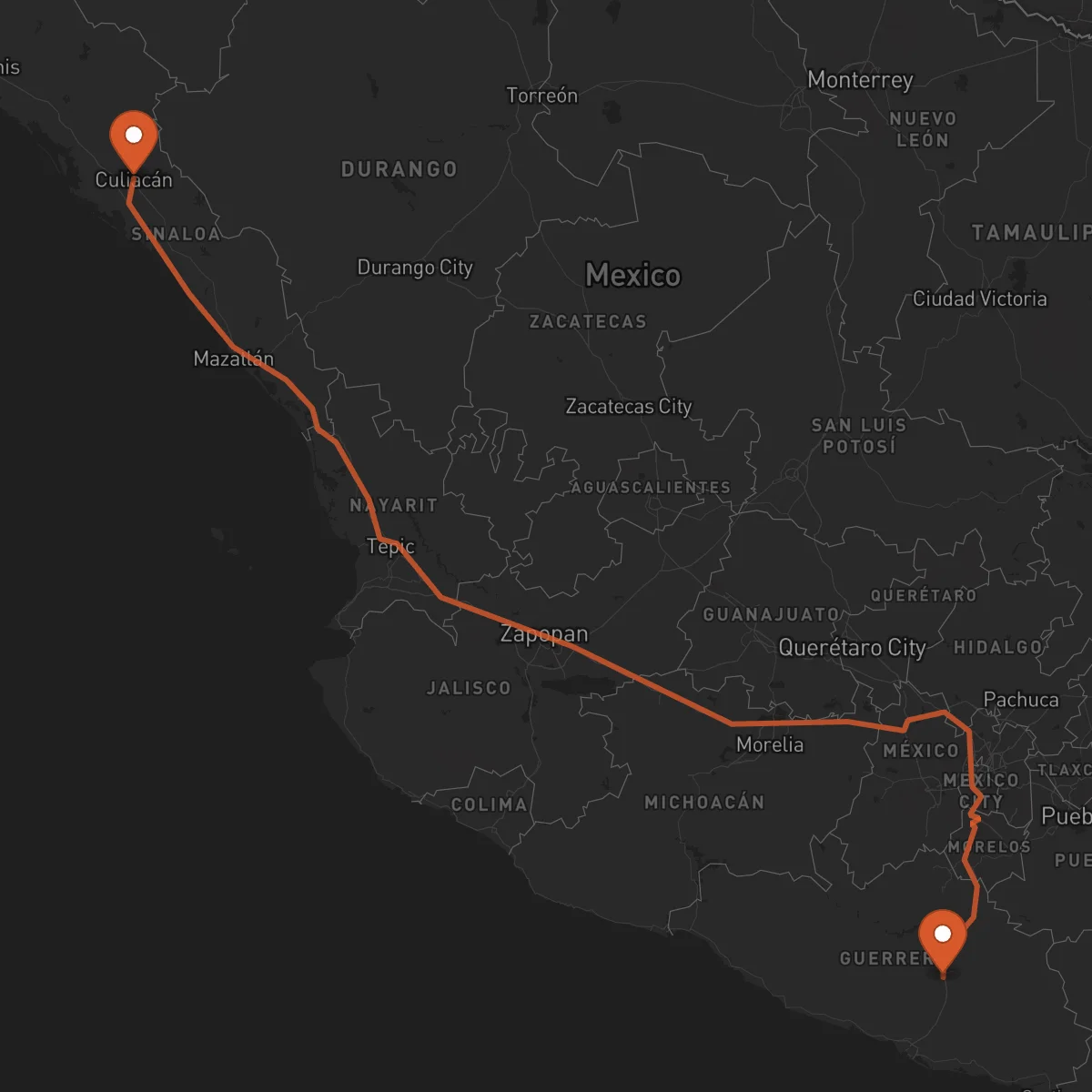 Ruta Chilpancingo de los Bravo - Culiacán Rosales