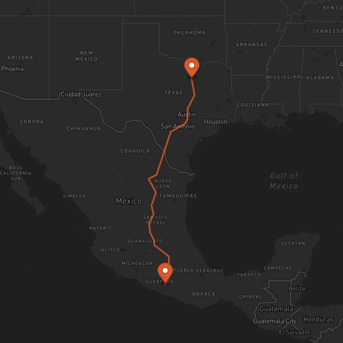 Ruta Chilpancingo de los Bravo - Fort Worth