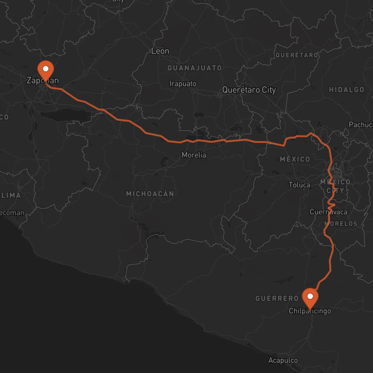 Ruta Chilpancingo de los Bravo - Guadalajara