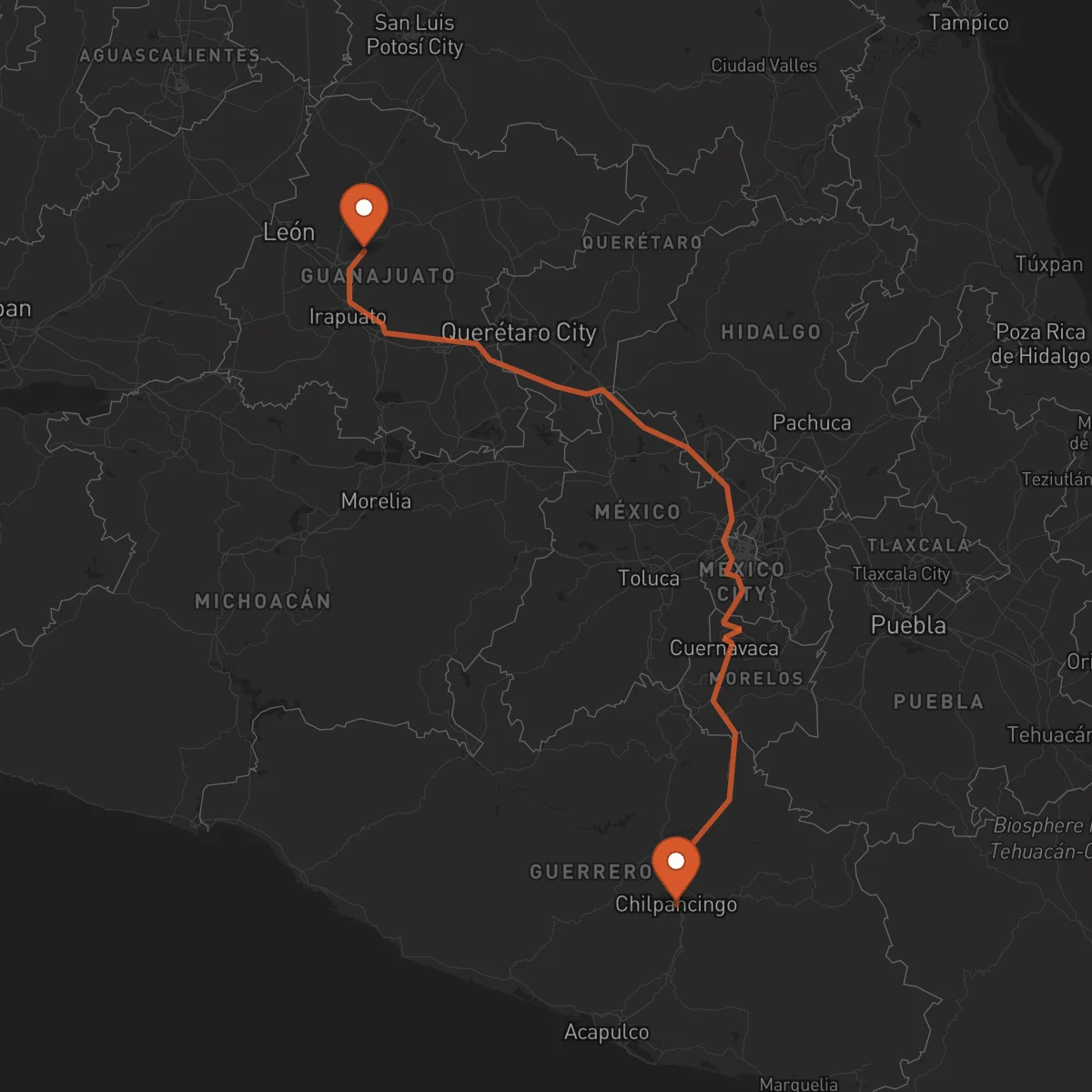 Ruta Chilpancingo de los Bravo - Guanajuato