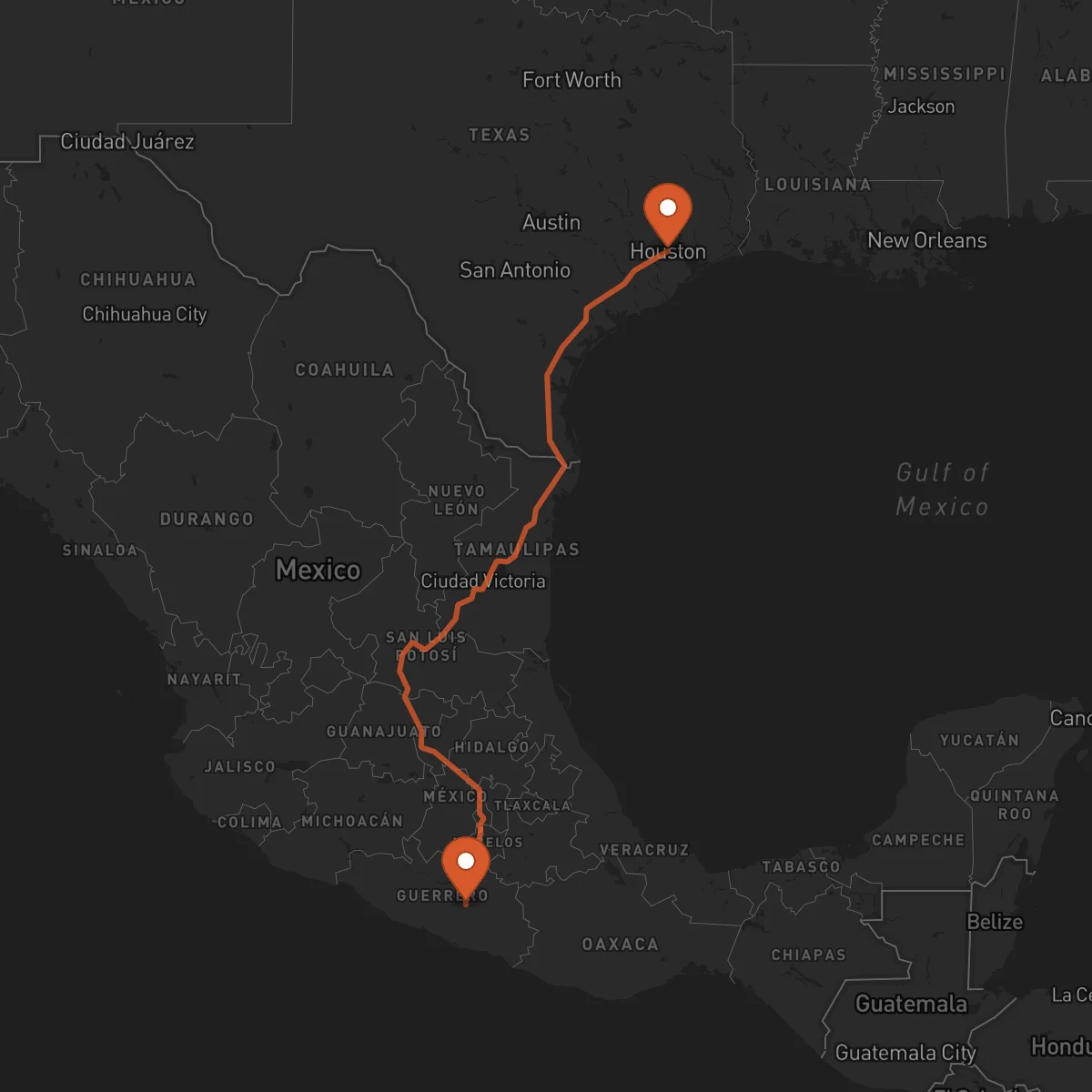 Ruta Chilpancingo de los Bravo - Houston