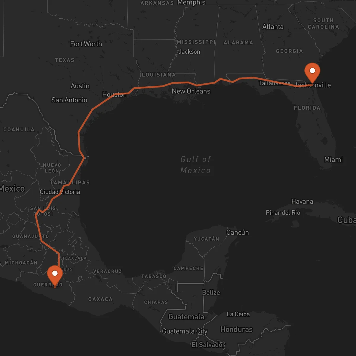 Ruta Chilpancingo de los Bravo - Jacksonville