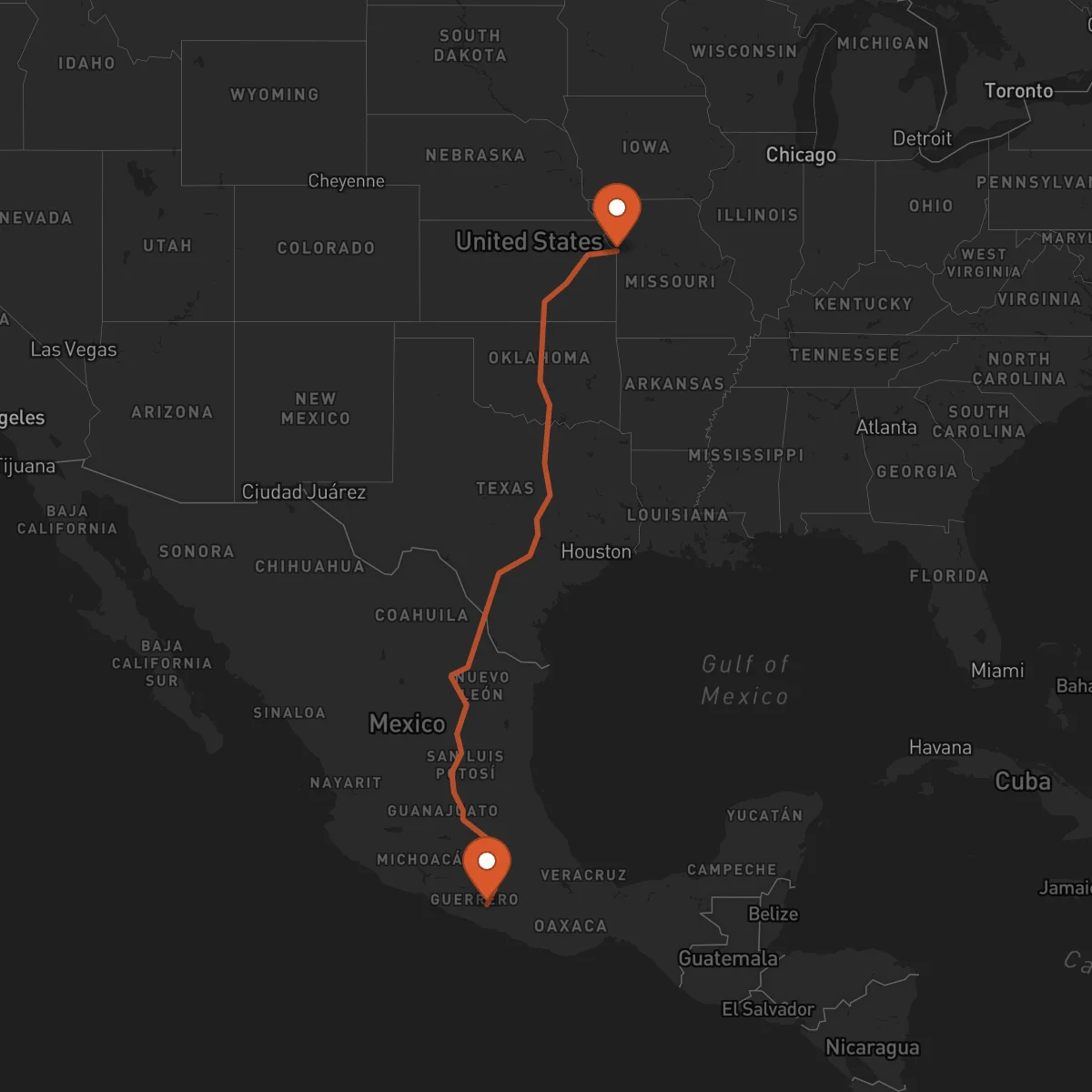 Ruta Kansas City - Chilpancingo de los Bravo