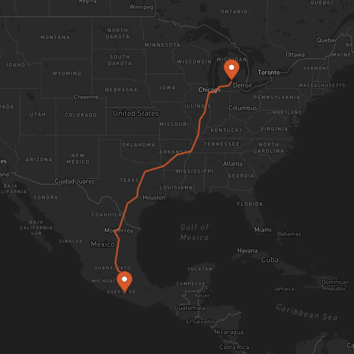 Ruta Chilpancingo de los Bravo - Lansing