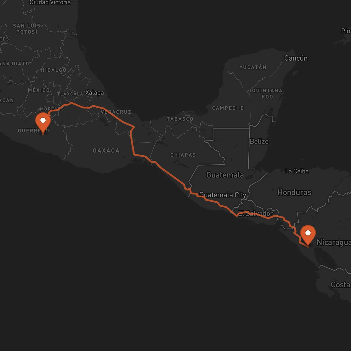 Ruta Chilpancingo de los Bravo - Managua