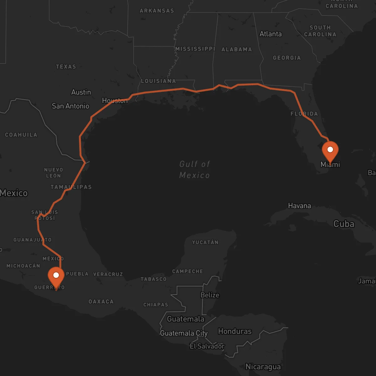 Ruta Chilpancingo de los Bravo - Miami