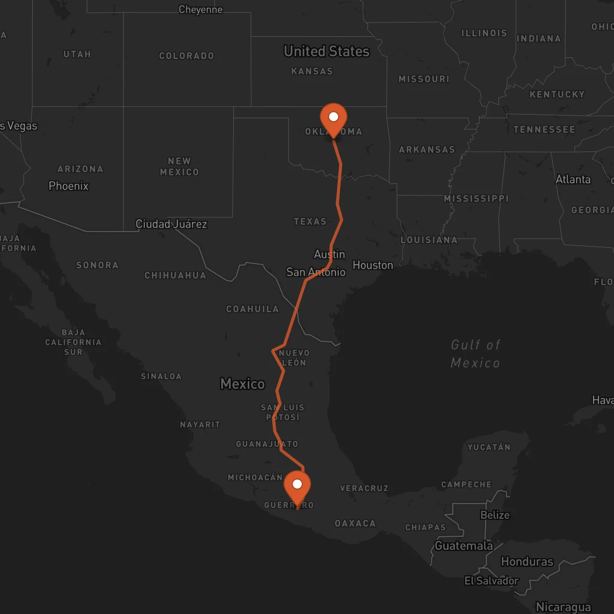 Ruta Oklahoma City - Chilpancingo de los Bravo