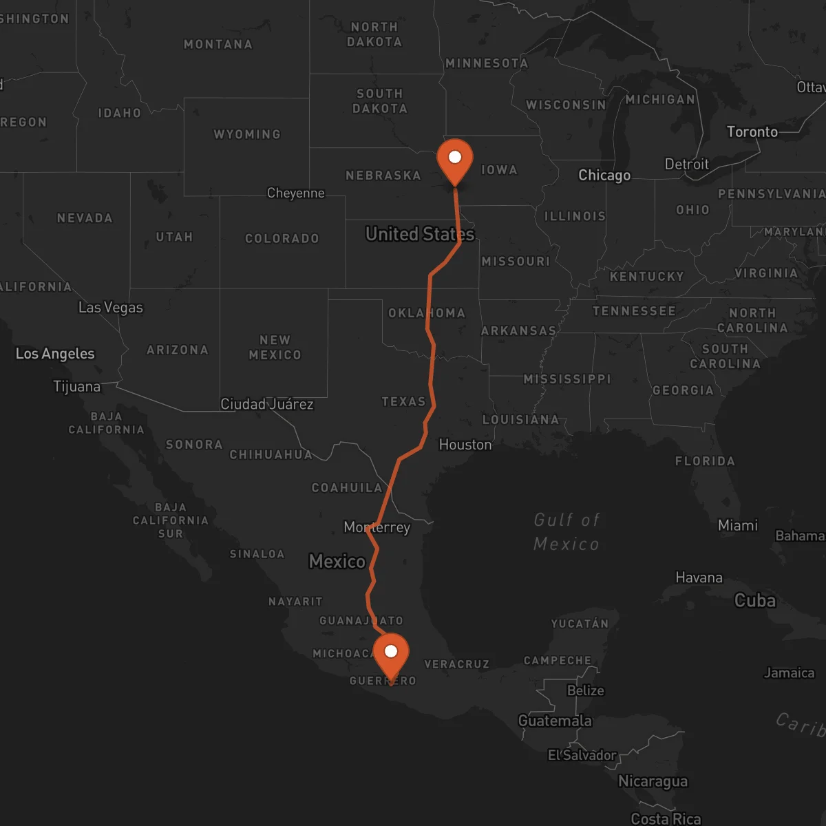 Ruta Chilpancingo de los Bravo - Omaha