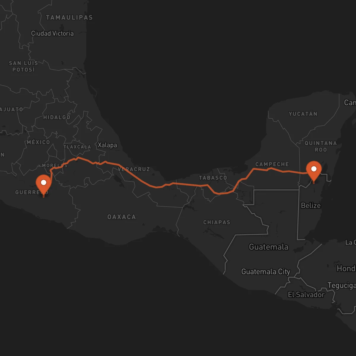 Ruta Chilpancingo de los Bravo - Orange Walk Town