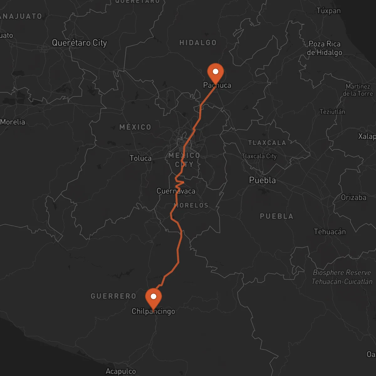 Ruta Pachuca de Soto - Chilpancingo de los Bravo